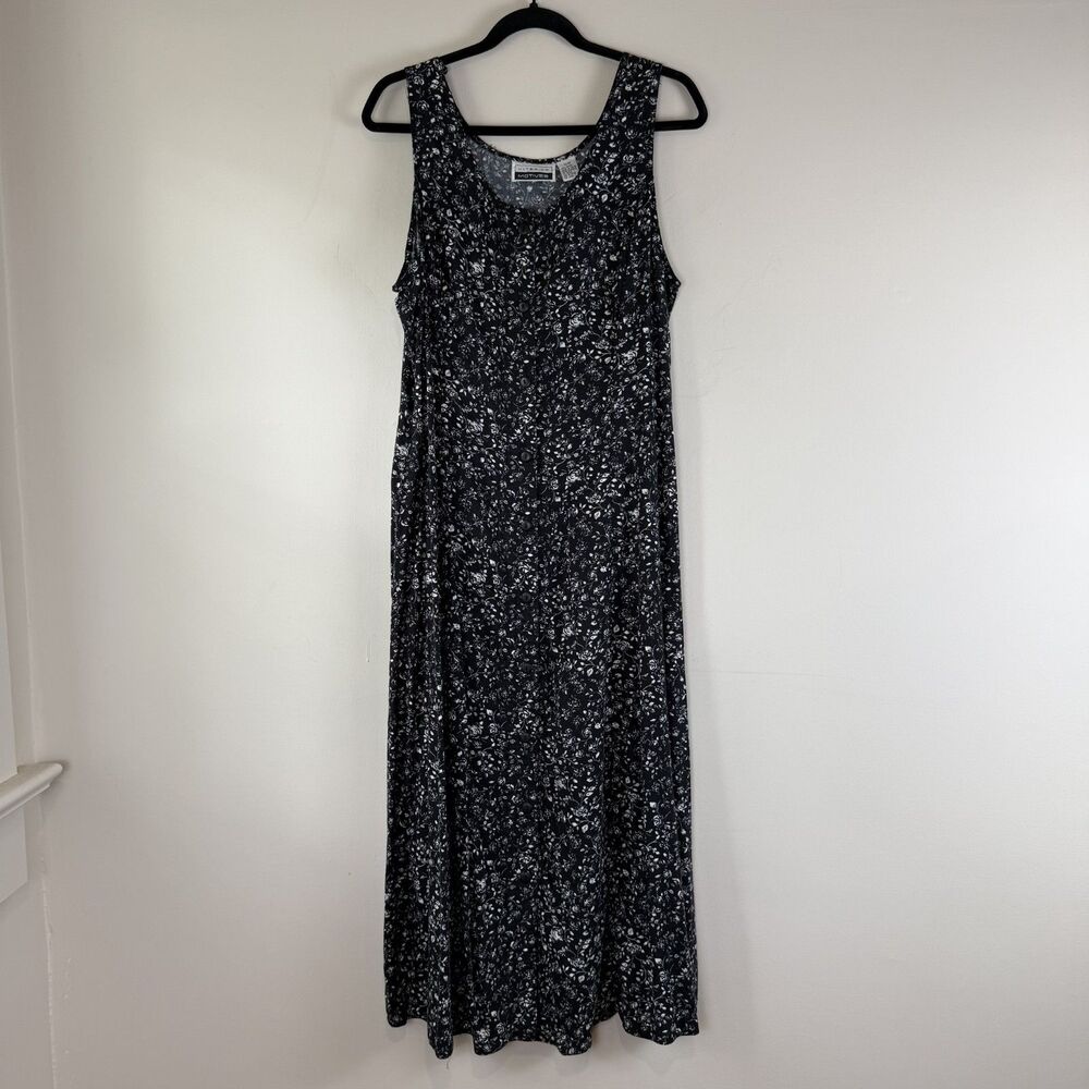 Vintage Rayon Floral Rose Sleeveless Maxi Button Front Dress | Romantic Cottage